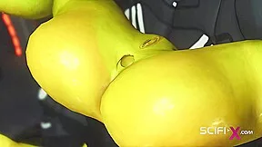 Crazy anal alien sex with a huge cock in the spacecraft