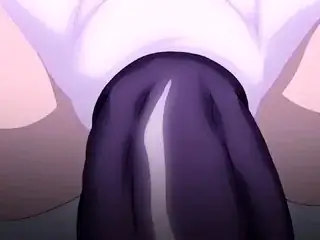 Brunette cums to hentai