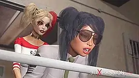 Hot sex in jail! Harley Quinn fucks a female prison officer