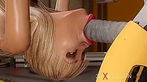 Lesbian sex in Area 51. A horny blonde gets fucked by a female android